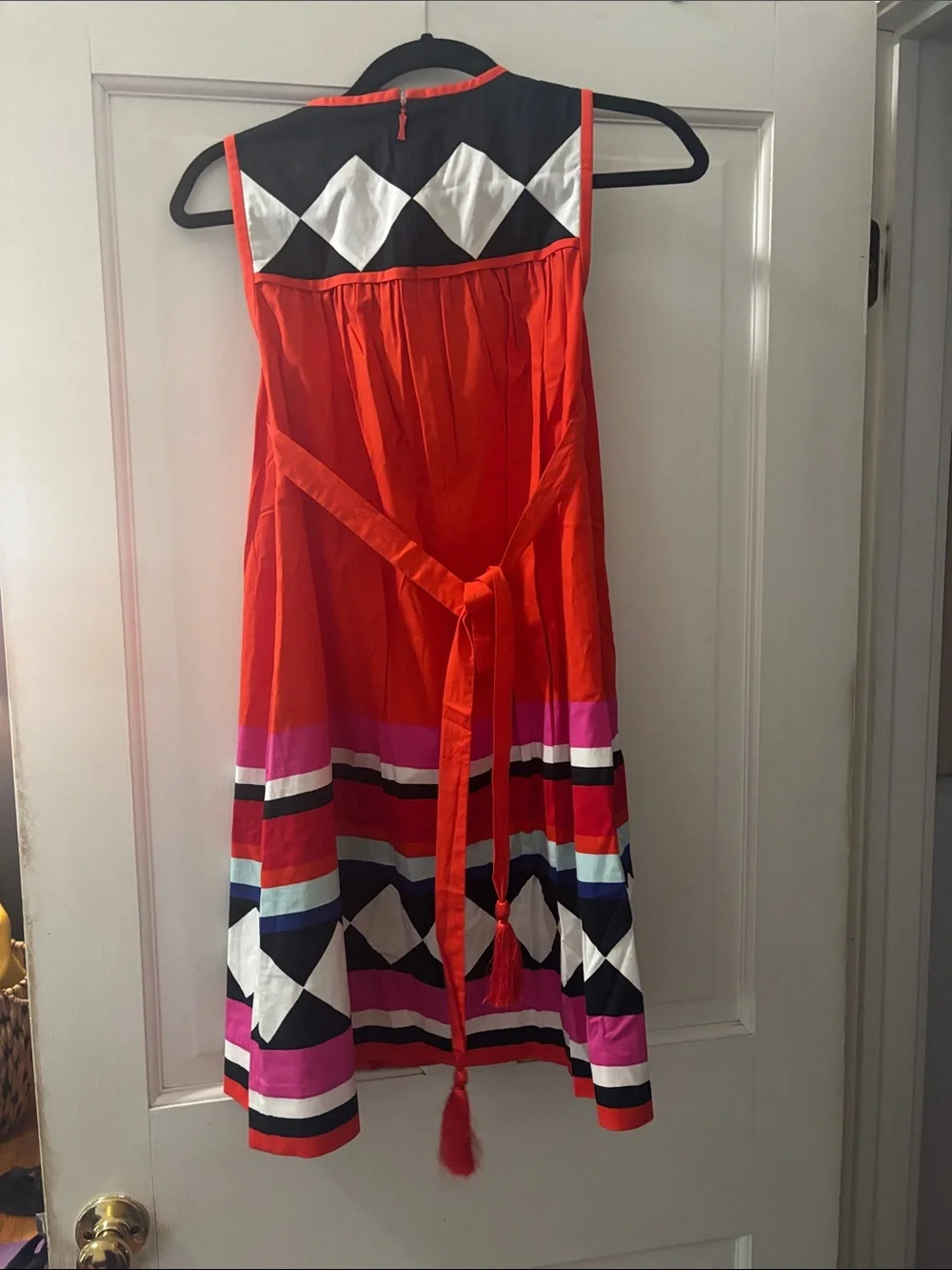 kate spade Bright Orange Sleeveless Geometric Stripe Mini Dress